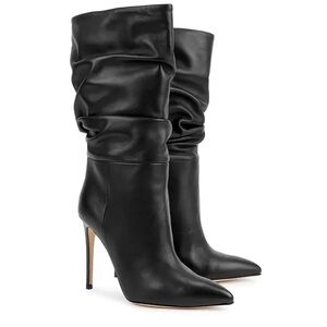 Paris Texas Black Slouchy Heeled Boots